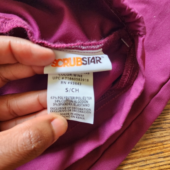Scrubstar Wine Maroon Boot Cut Drawstring Nursing Scrub Pants Size Small - Picture 4 of 7